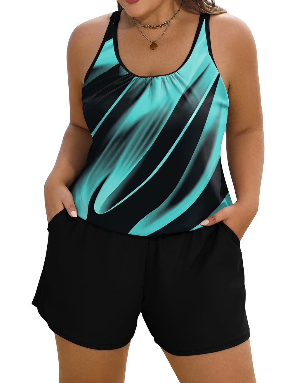 Arolina Women's Plus Size Swim Romper One Piece Swimsuits Modest Bathing Suit with Pockets (S-24W)