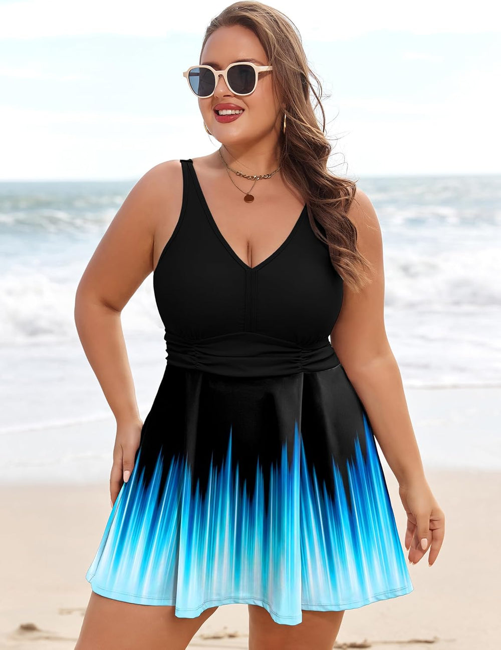 Arolina Women's Plus Size Tankini Swimsuits Two Piece Tummy Control Bathing Suits Hide Belly Swim Dress with Boy Shorts