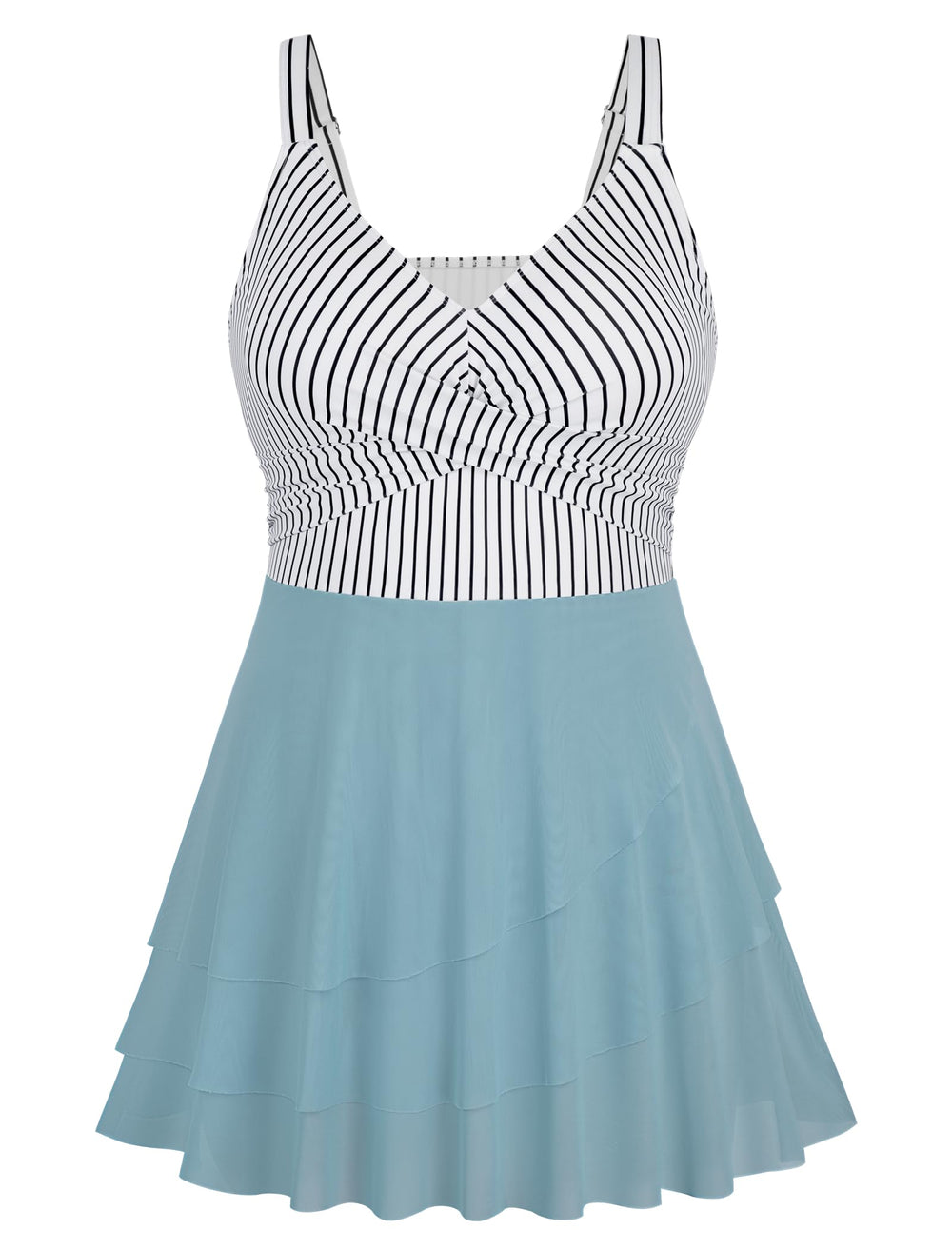 Arolina Women Plus Size One Piece Swimsuits Mesh Ruffle Swimdress Modest Bathing Suit Front Cross Swim Suits with Bottom