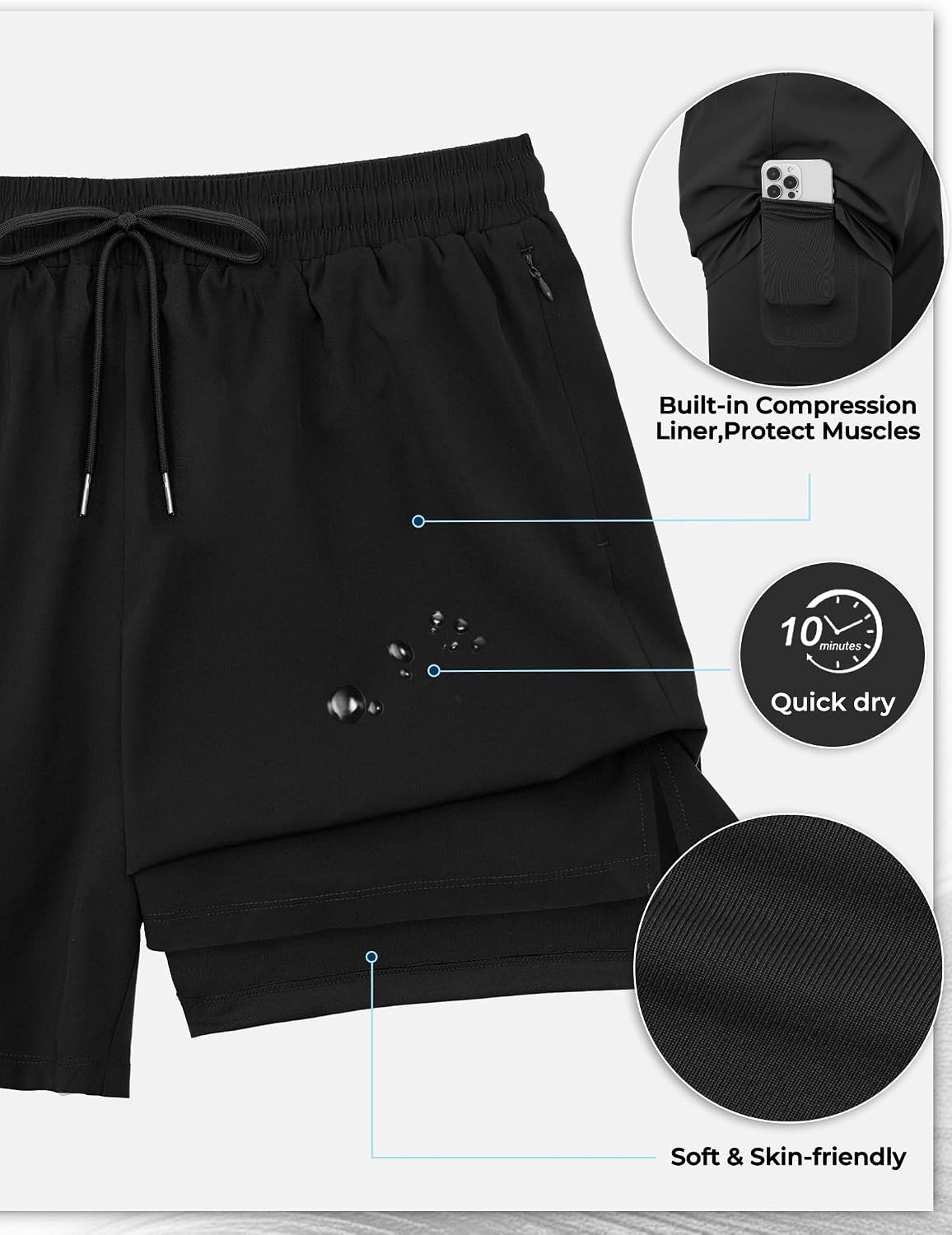 Arolina Mens Swim Trunks with Compression Liner 7 Inch Quick Dry Board Shorts Bathing Suits Swimwear