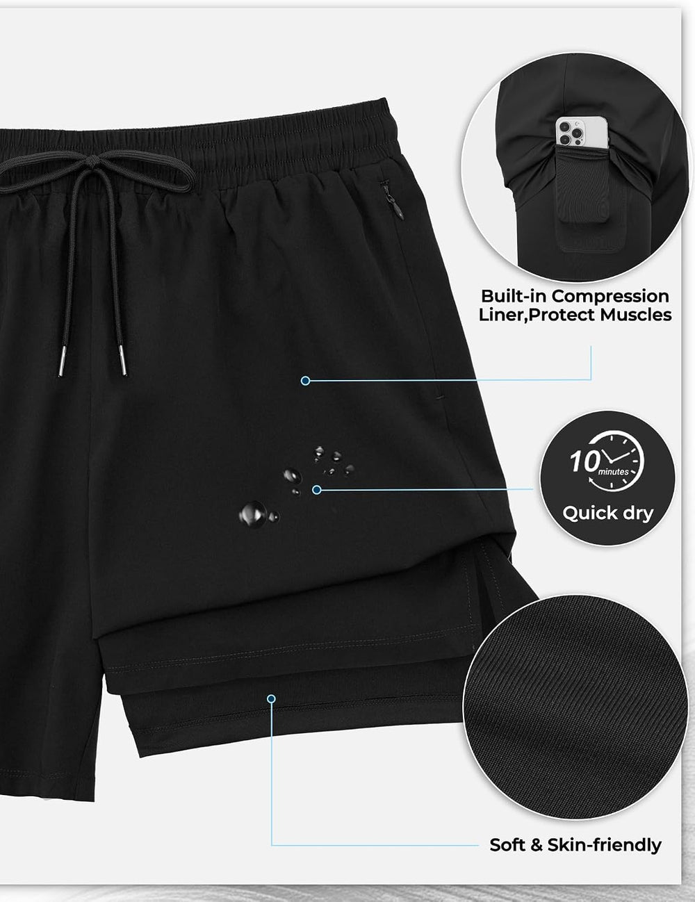 Arolina Mens Swim Trunks with Compression Liner 7 Inch Quick Dry Board Shorts Bathing Suits Swimwear