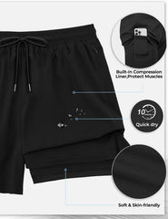 Arolina Mens Swim Trunks with Compression Liner 7 Inch Quick Dry Board Shorts Bathing Suits Swimwear