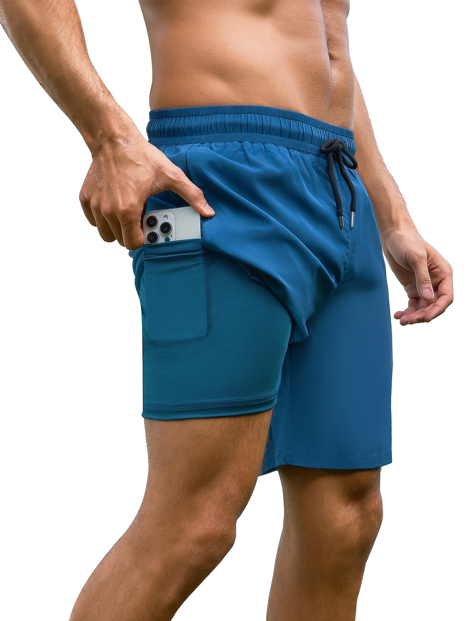 Arolina Mens Swim Trunks with Compression Liner 7 Inch Quick Dry Board Shorts Bathing Suits Swimwear