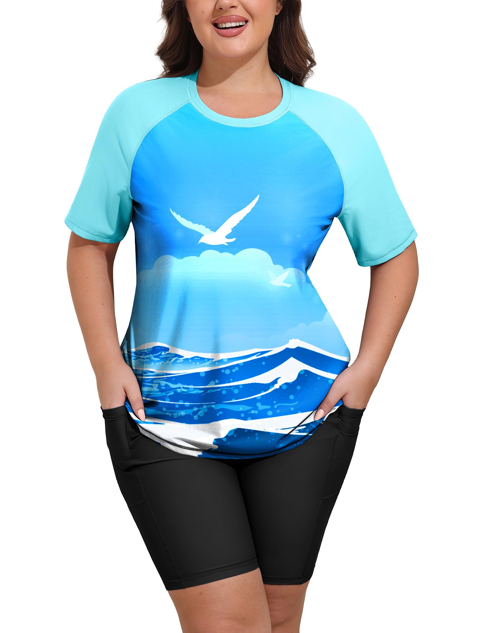 Arolina Rash Guard for Women 2 Piece Swimsuits UPF 50 Swim Shirts with Boyshorts Modest Bathing Suit Swimwear