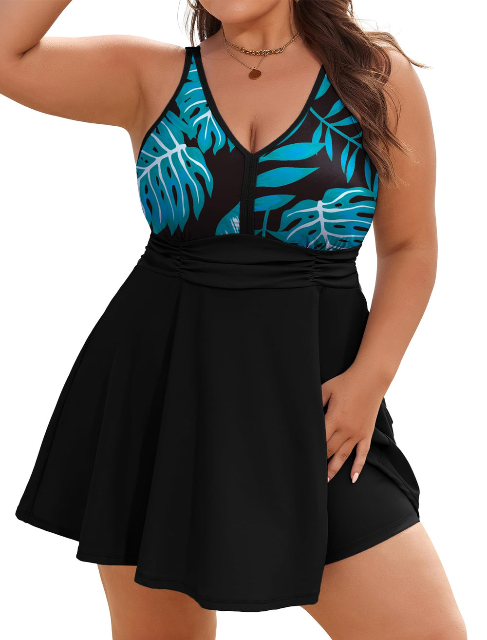 Arolina Women's Plus Size Tankini Swimsuits Two Piece Tummy Control Bathing Suits Hide Belly Swim Dress with Boy Shorts