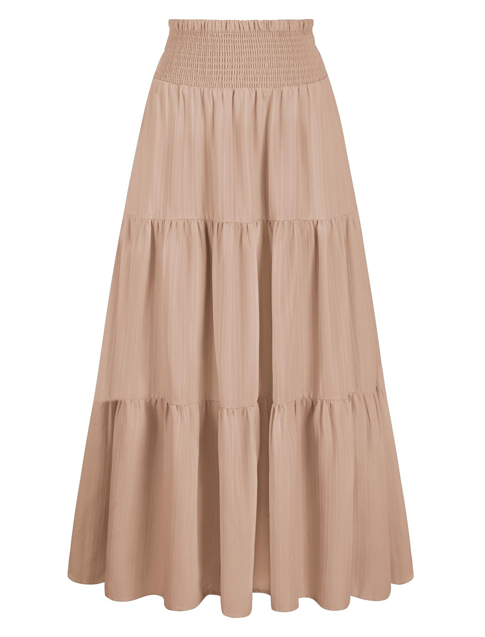Arolina Women's Summer Maxi Skirt Flowy Smocked High Waist Boho Long Skirts | With pockets, Casual, Ankle length, Lined to prevent see-through, Tiered, Has texture, Lightweight, Soft, Loose, Elastic