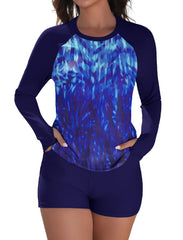 Arolina Womens Rash Guard 2 Piece Long Sleeve Swimsuits Plus Size Bathing Suits UPF 50+ Swim Shirt with Shorts