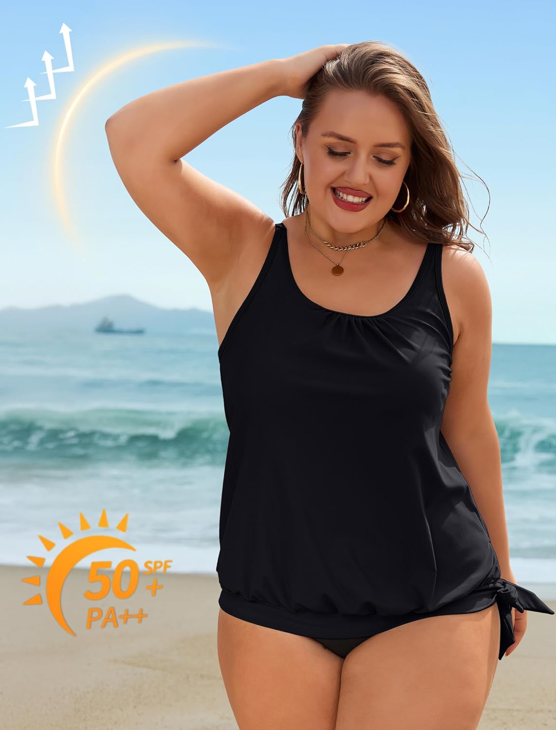 Arolina Tankini Tops for Women Modest Swim Tops Only Bathing Suit with Side Straps No Bottom (S-22W)