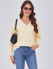Arolina Oversized Sweaters for Women 2025 Casual Loose Long Sleeve V Neck Knitted Pullover Tops Fall Outfits Clothes
