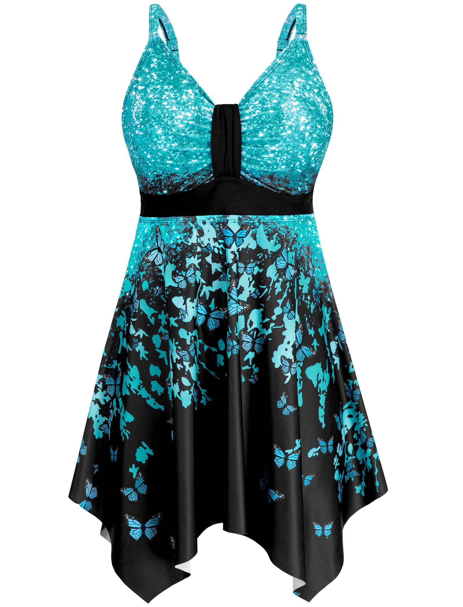 Arolina Womens Plus Size Swim Dress One Piece Swimsuit Tummy Control Bathing Suit with Flowy Skirt Swimwear (S-26W)