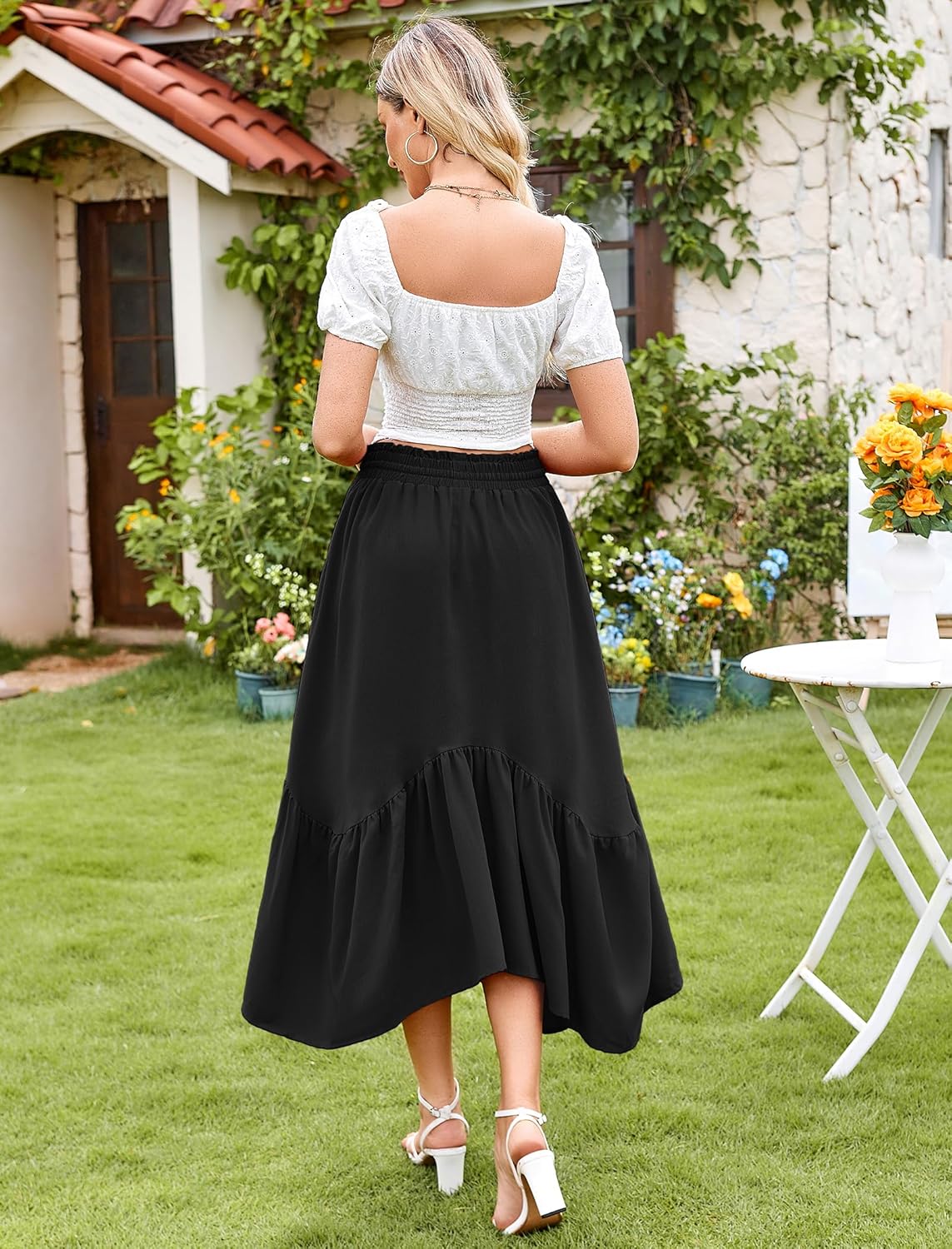Arolina Maxi Skirts for Women High Waist Renaissance Long Skirts Summer Casual Elegant A Line Flowy Skirts with Pockets