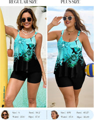 Arolina Womens Two Piece Swimsuit Ruffle High Waisted Tankinis Flowy Bathing Suit Modest Swimwear with Pockets (S-26W)