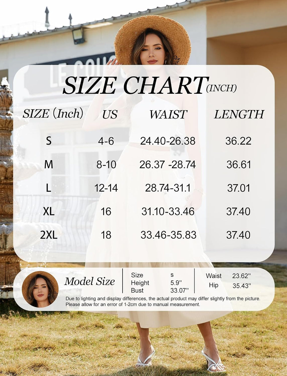 Arolina Women's Summer Maxi Skirt Flowy Smocked High Waist Boho Long Skirts | With pockets, Casual, Ankle length, Lined to prevent see-through, Tiered, Has texture, Lightweight, Soft, Loose, Elastic