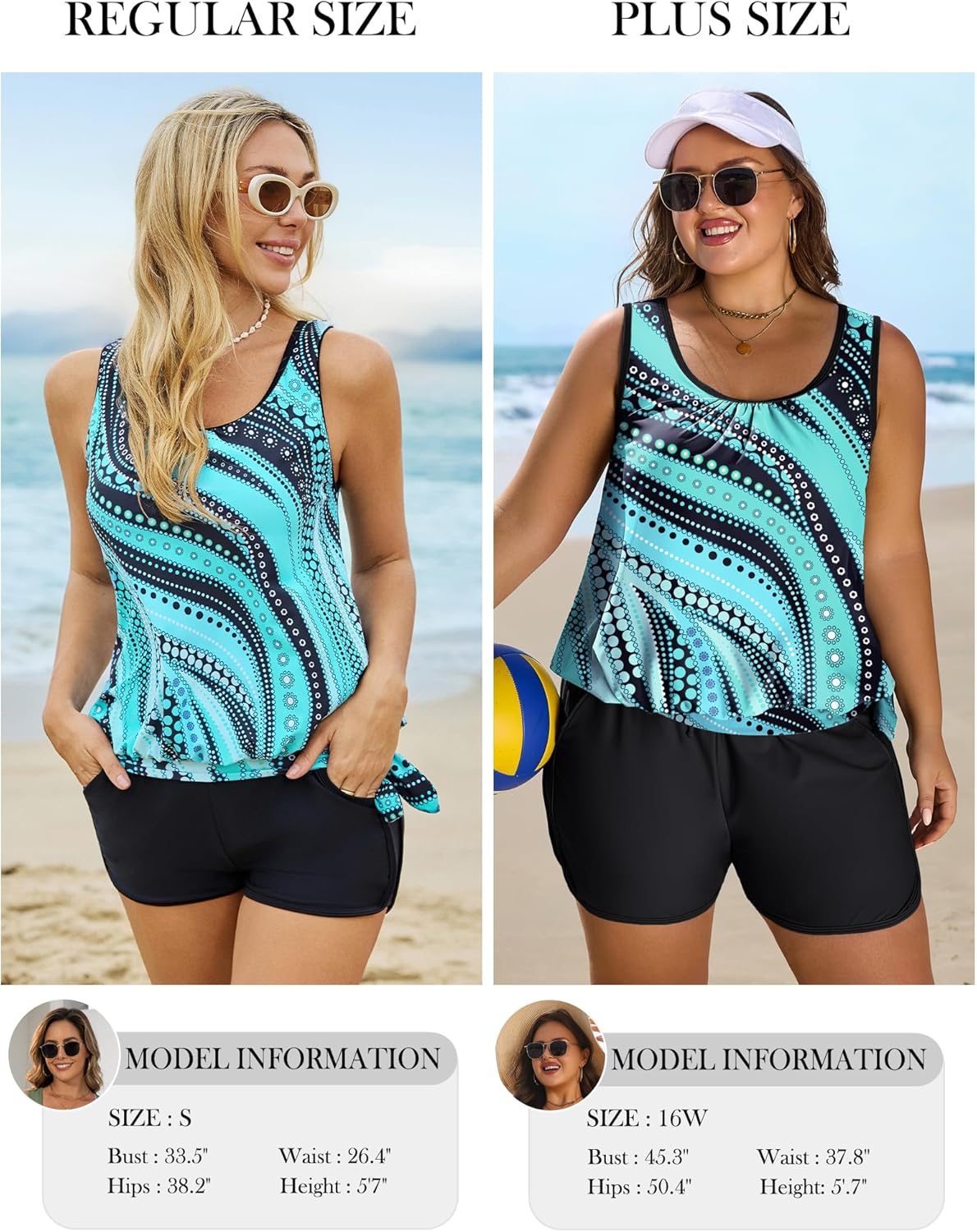 Arolina Blouson Tankini Swimsuits for Women Two Piece Modest Bathing Suit (S-24W)