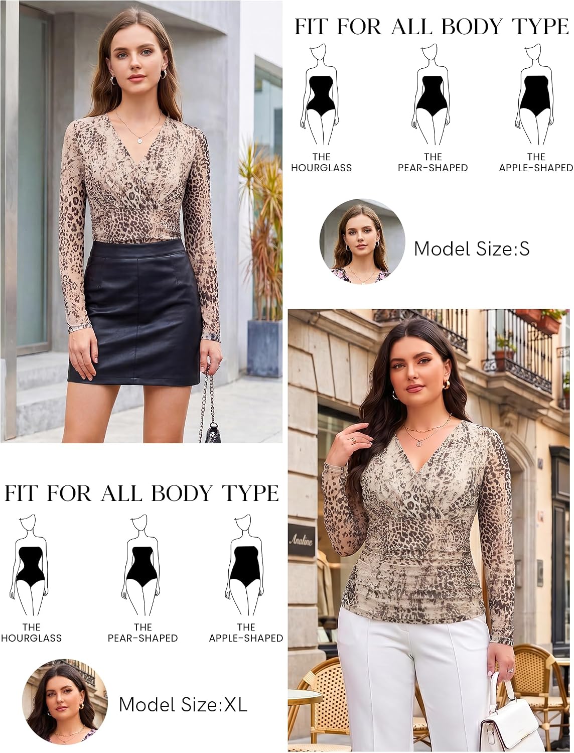Arolina Womens Wrap Tops Long Sleeve Mesh V Neck Dressy Casual Blouses | Boho,Sheer Sleeve, Lined Torso,Ruched Waist, Slight Stretch, Floral, Casual, Breathable, Wrinkle Resistance, Lightweight