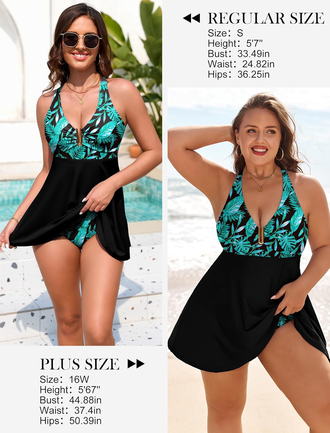 Arolina Women's One Piece Swimsuit Tummy Control Bathing Suit U Wire Slimming Swim Dress Plus Size Body Shaping Swimwear