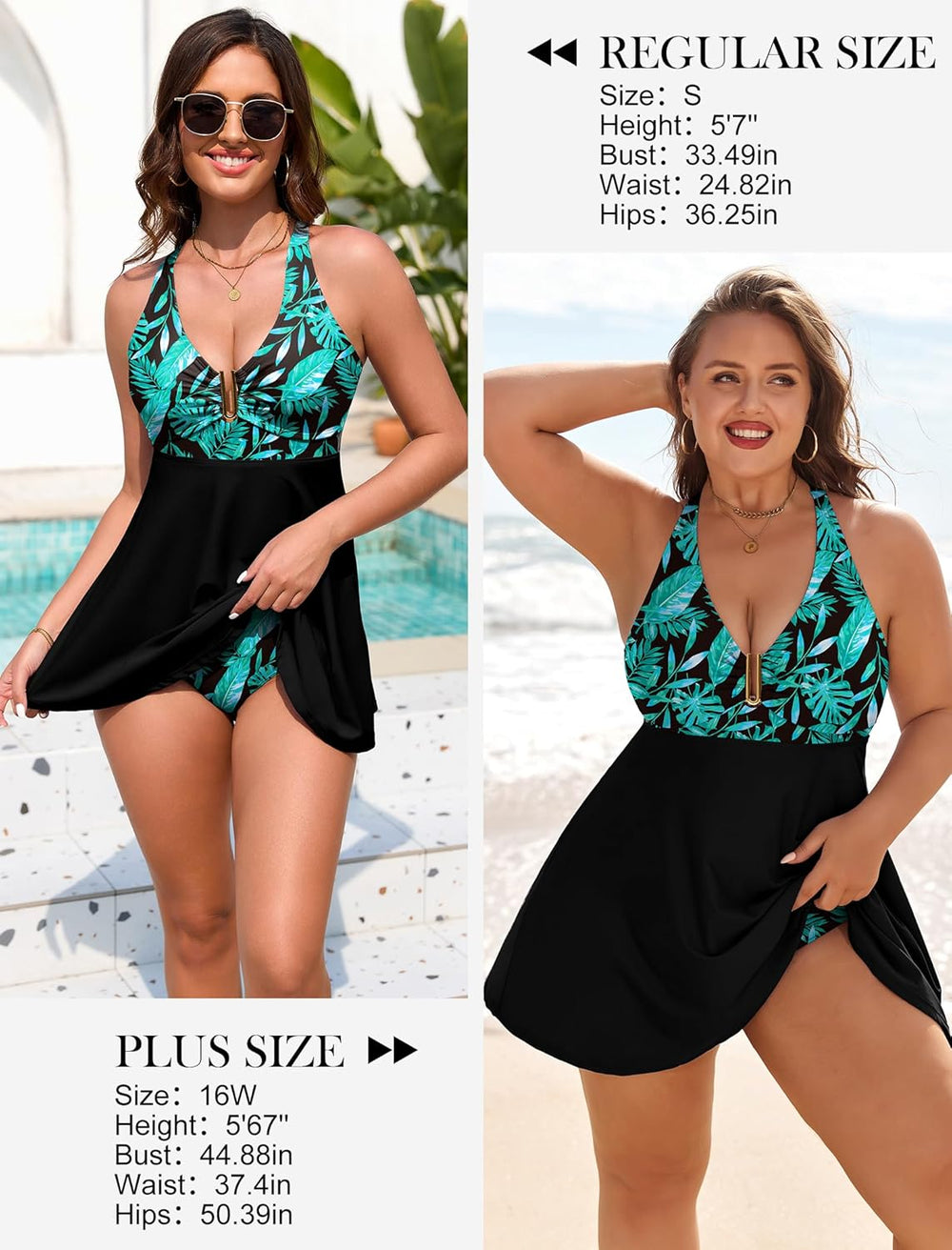 Arolina Women's One Piece Swimsuit Tummy Control Bathing Suit U Wire Slimming Swim Dress Plus Size Body Shaping Swimwear