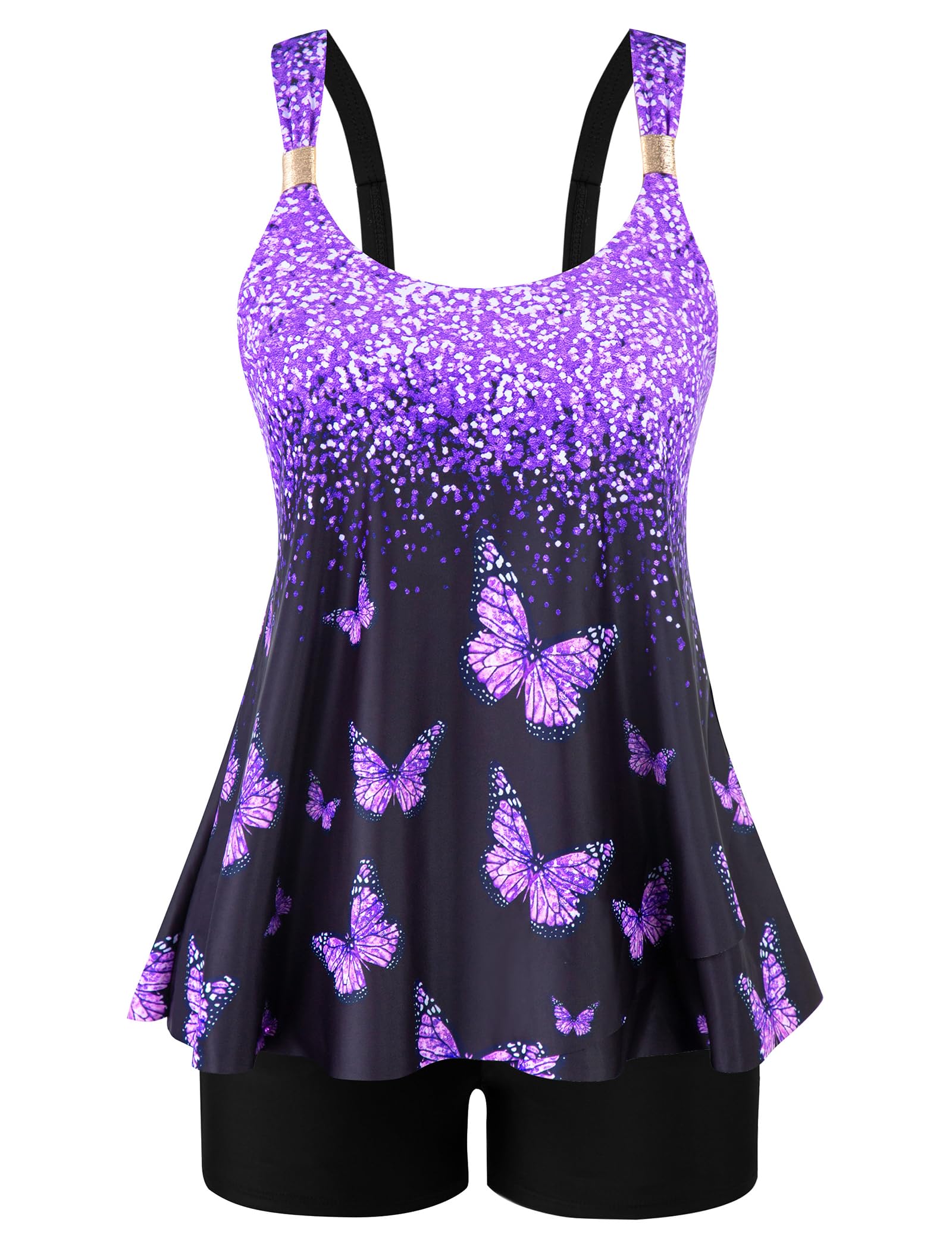 Arolina Womens Two Piece Swimsuit Ruffle High Waisted Tankinis Flowy Bathing Suit Modest Swimwear with Pockets (S-26W)