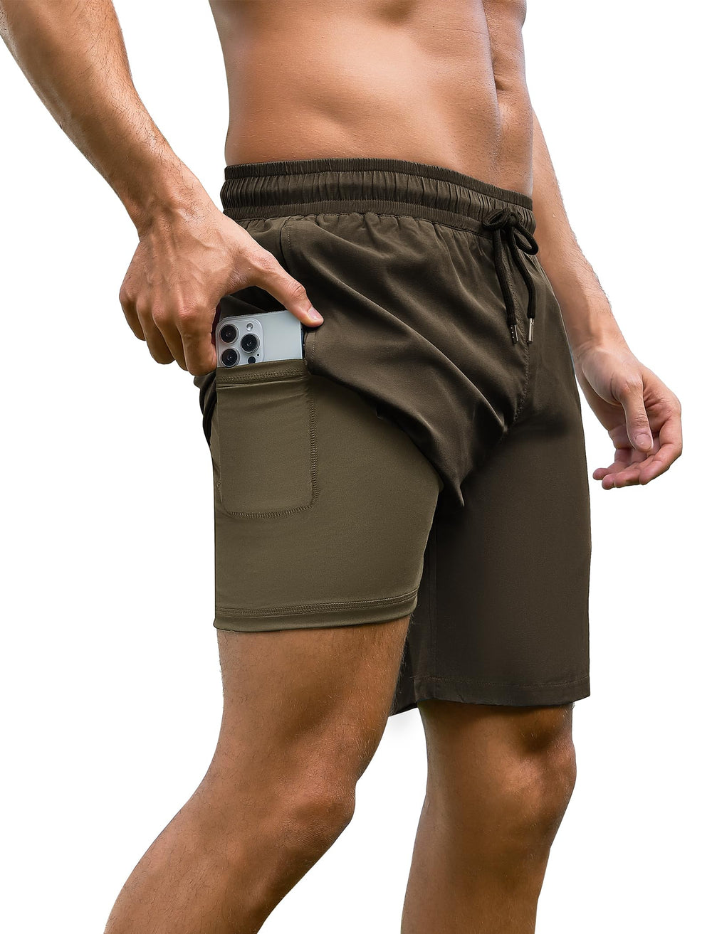 Arolina Mens Swim Trunks with Compression Liner 7 Inch Quick Dry Board Shorts Bathing Suits Swimwear