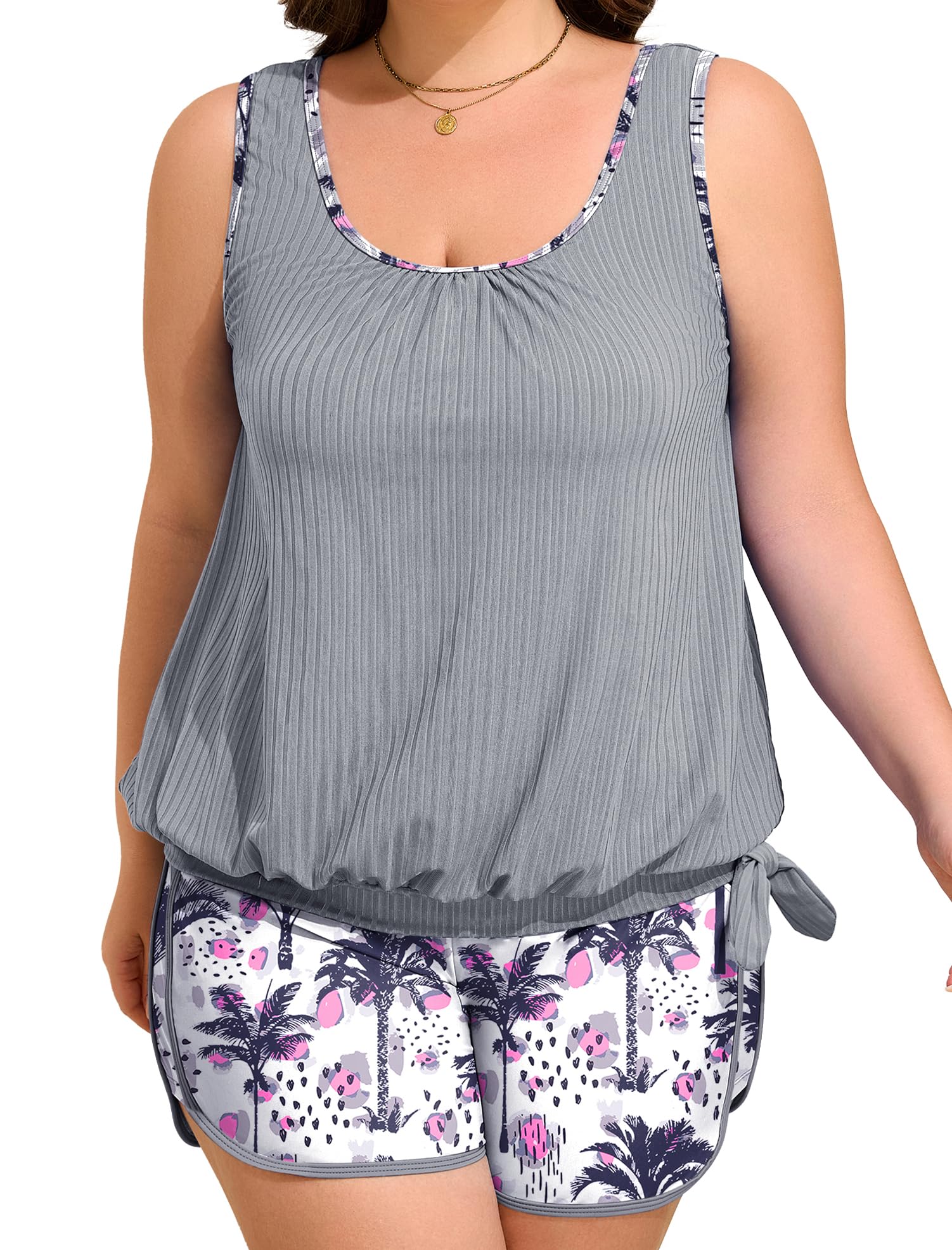 Arolina Blouson Tankini Swimsuits for Women Two Piece Modest Bathing Suit (S-24W)