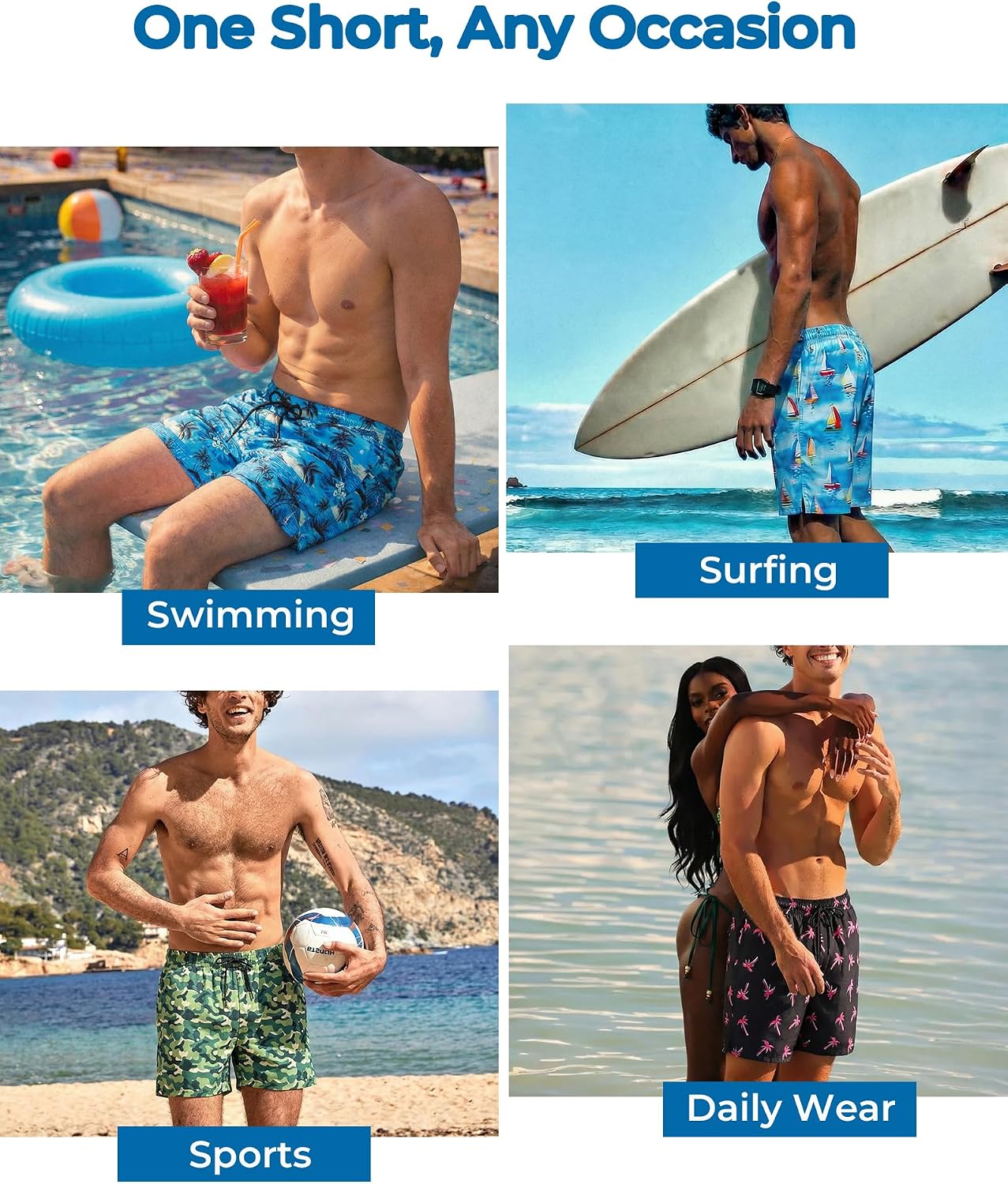 Arolina Mens Swim Trunks with Compression Liner 7 Inch Quick Dry Board Shorts Bathing Suits Swimwear