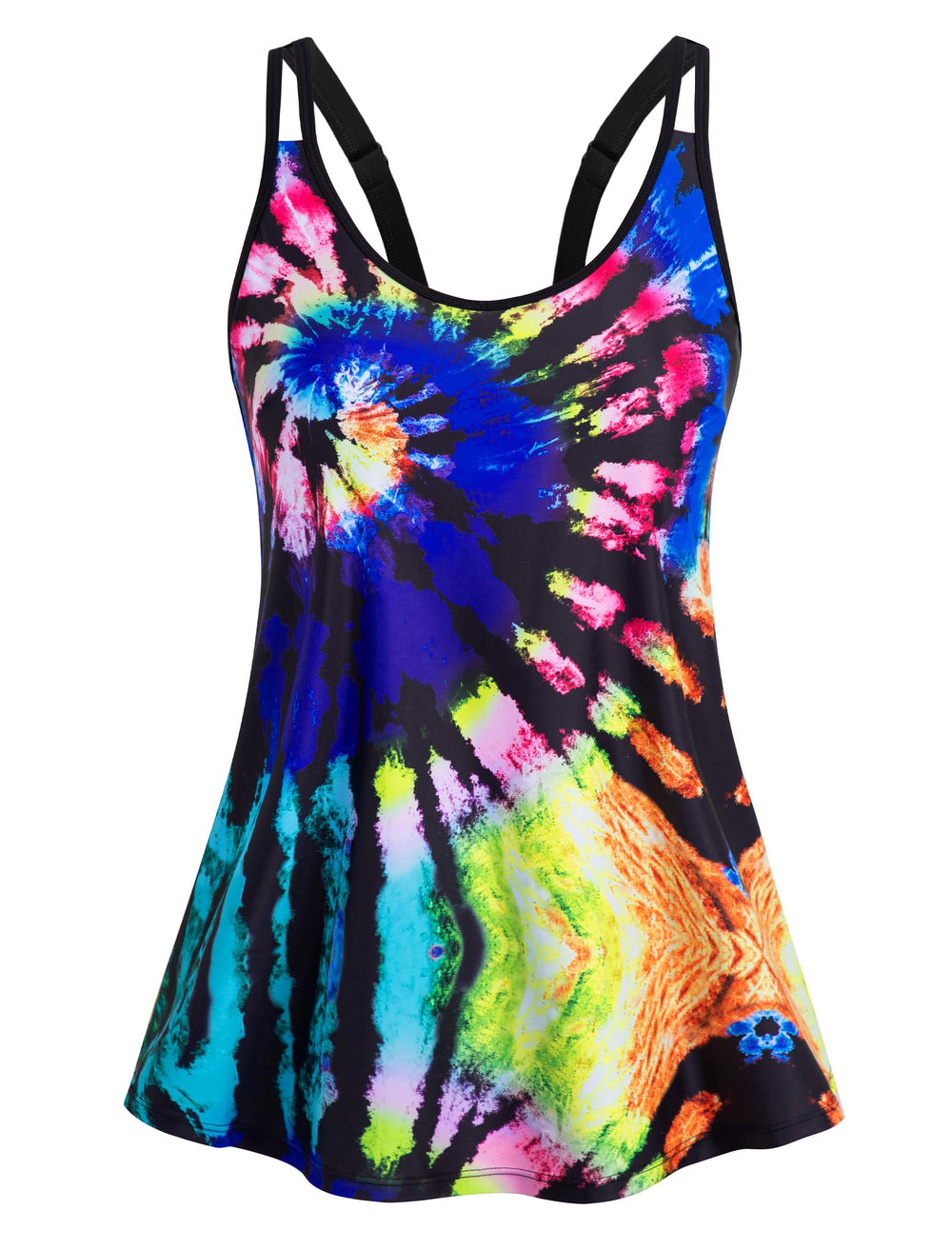 Tankini Tops for Women Flowy Removable Padded Swim Top Only Loose Fit Modest Swimsuits No Bottom (S-24W)
